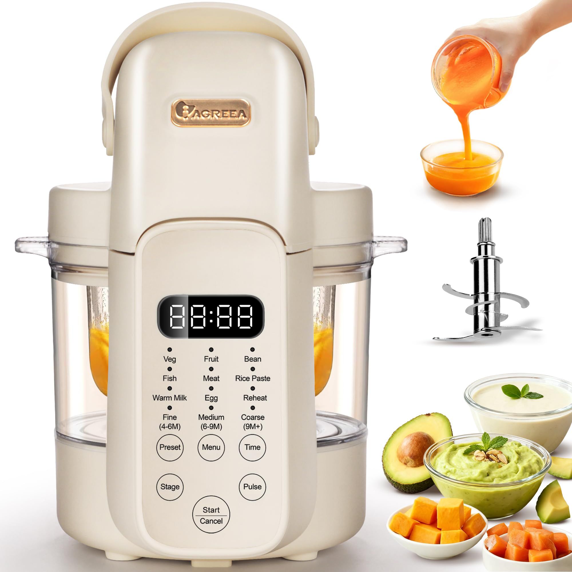 Baby Food Maker And Steamer - 9 in 1 ベビーフードメーカー、自動ガラス製ベビーフードプロセッサー、スチーマー、ピューレブレンダー、6枚刃、ワンステップ調理・粉砕、3段階、セール中