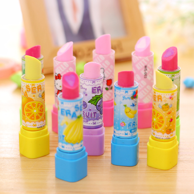 Baby Food Fruits - 10 個漫画フルーツ口紅形状消しゴム文房具ギフト子供の誕生日パーティーの好意新学期報酬ピニャータフィラー