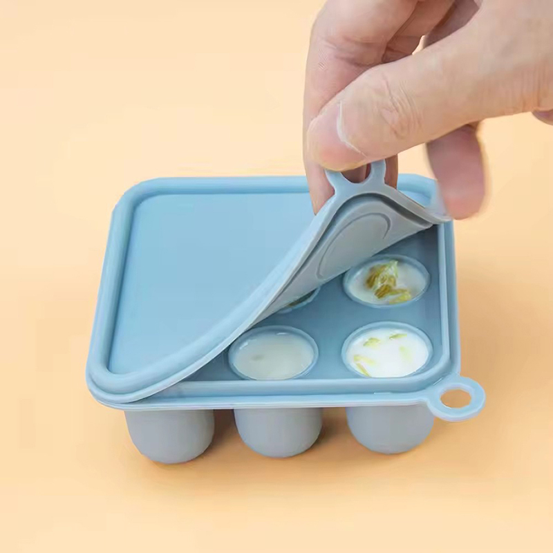 Baby Food Freezer Tray - シリコン製ベビーフード冷凍トレイ（蓋付き）フルーツフードフィーダー母乳アイスキャンディー冷凍型食品保存容器アイスキューブ
