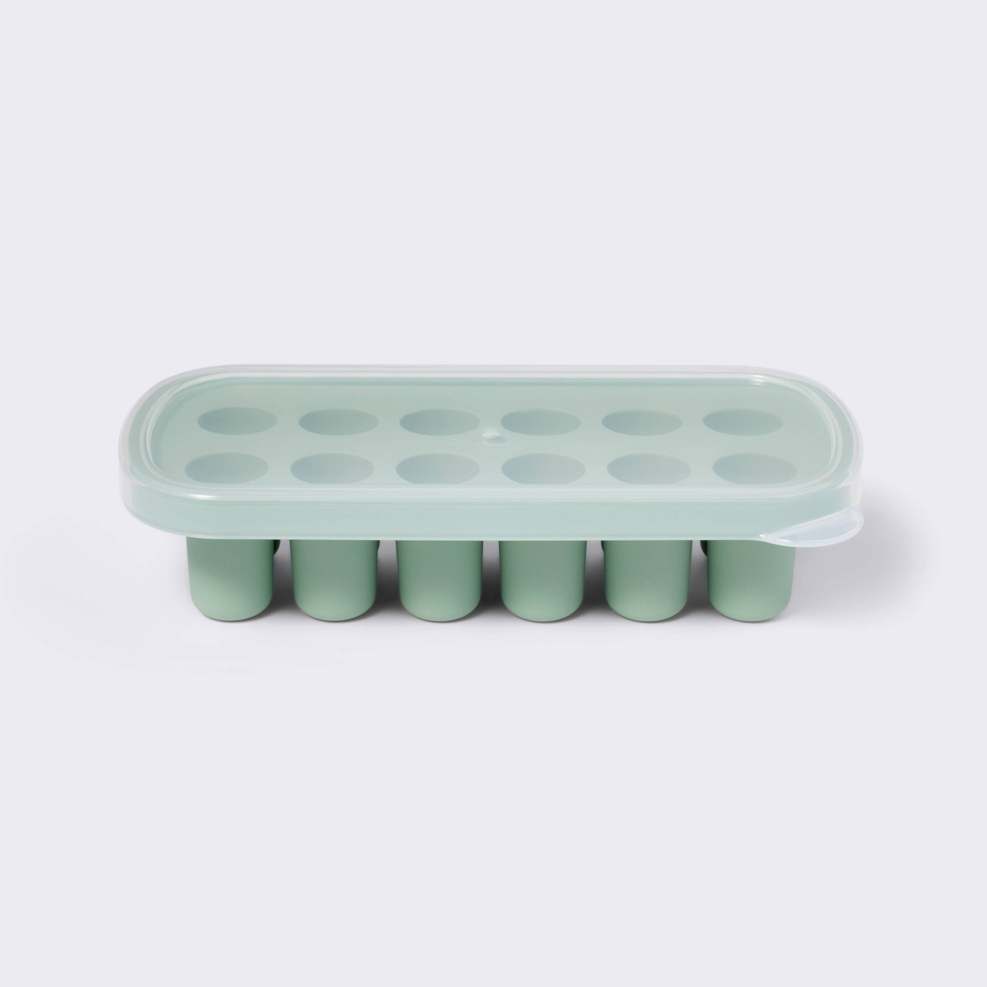 Baby Food Freezer Tray - グリーンのベビーフード冷凍トレイ、ピューレ、スナック、食事の準備に使える柔軟なポーション保存型、取り出しやすい