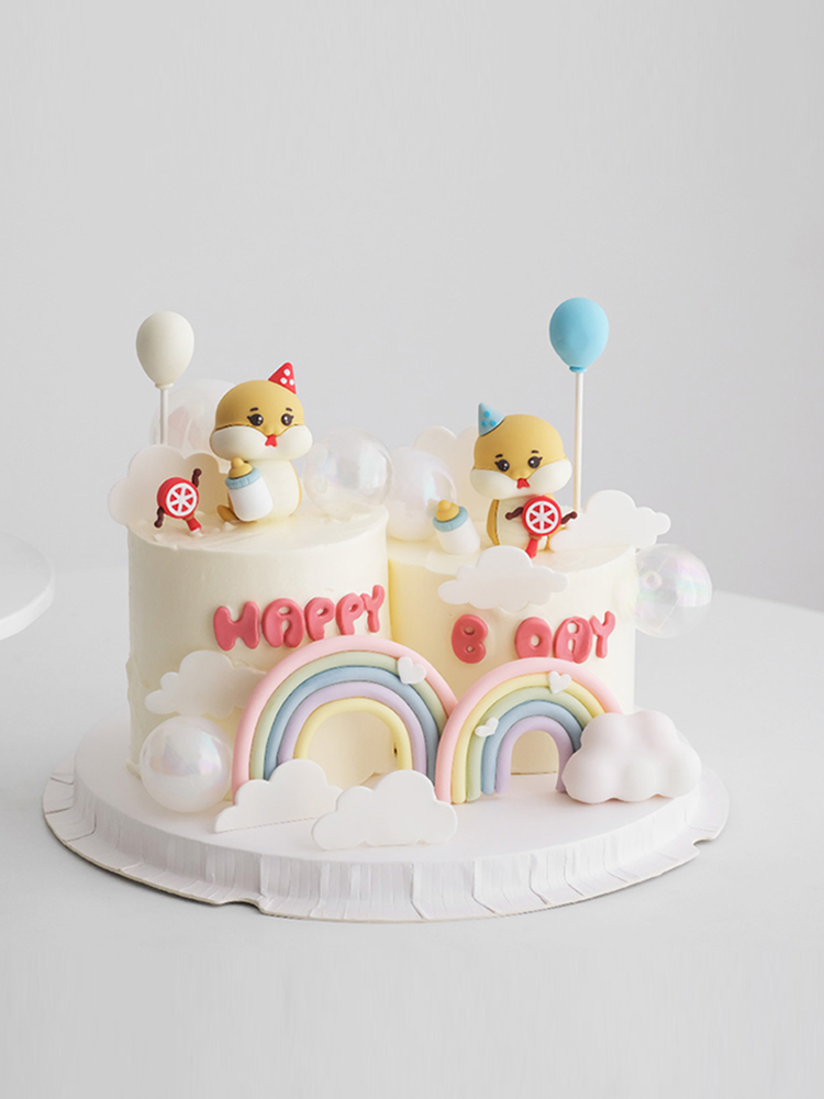 Feeding Baby Food - 生まれたばかりの赤ちゃんの誕生日ケーキの装飾,満月の装飾品,哺乳瓶,ガラガラのケーキのトッピング,ギフト,ヘビの年,2025日,