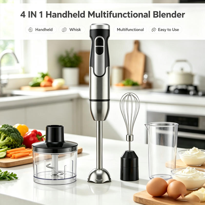 Dry Food Baby - 新型4-in-1ハンドブレンダーセット 多機能ハンドブレンダー 家庭用 ベビーフードプロセッサー ミートグラインダー 泡立て器付き