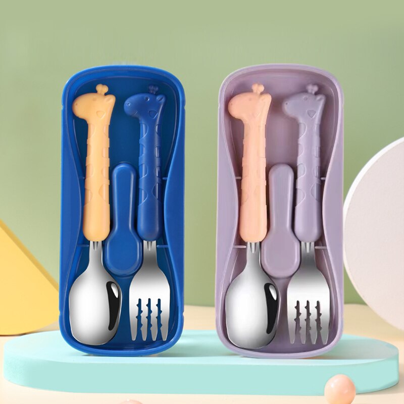 2PCS子供用食器304食品グレードのステンレス鋼のナイフと - Baby Food Eating のレビューと価格