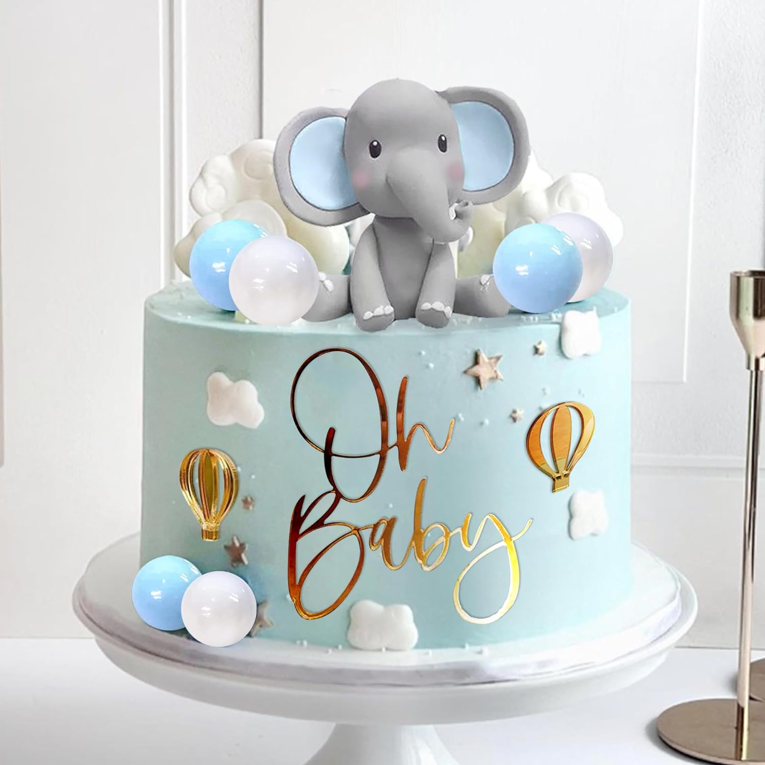 象のケーキデコレーション ベビーケーキトッパー 青白のパール - Baby Food Ideas のレビューと価格