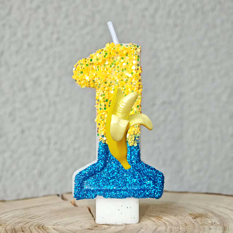 黄色いバナナマンキャンドル 数字0-9 誕生日ケーキキャンド - Baby Food Banana のレビューと価格