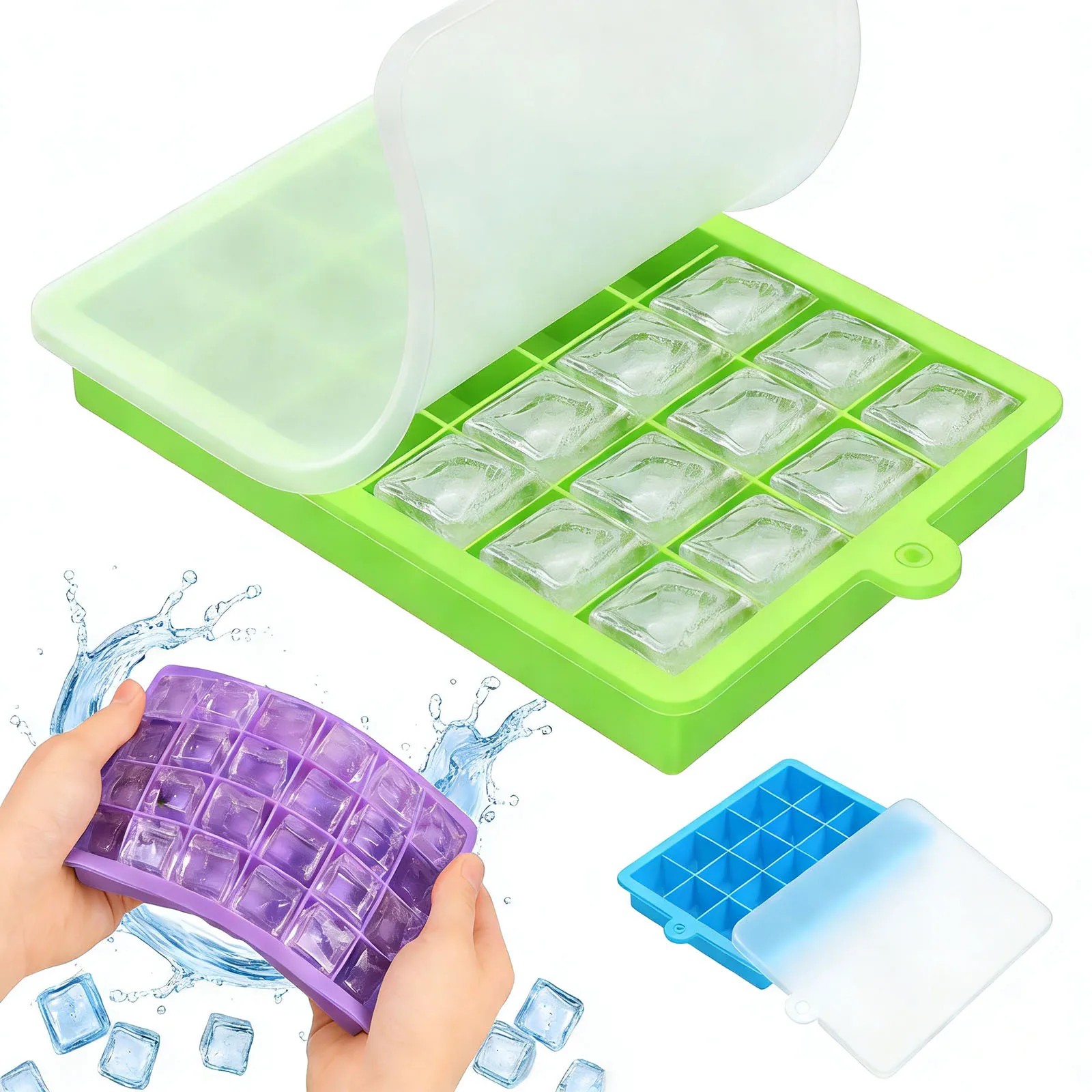 シリコン製アイスキューブトレイ、簡単リリースアイスモールド、 - Baby Food Freezer Tray のレビューと価格