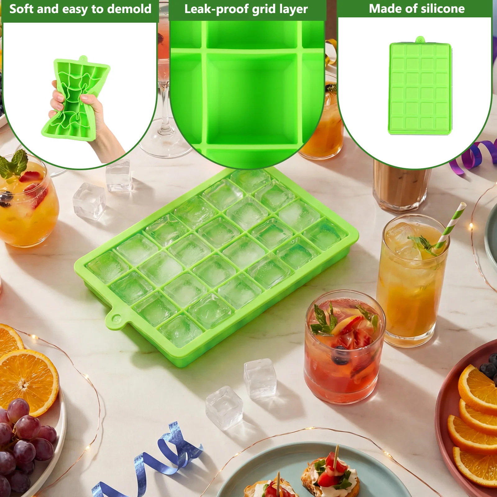 シリコン製アイスキューブトレイ、簡単リリースアイスモールド、 - Baby Food Freezer Tray のレビューと価格