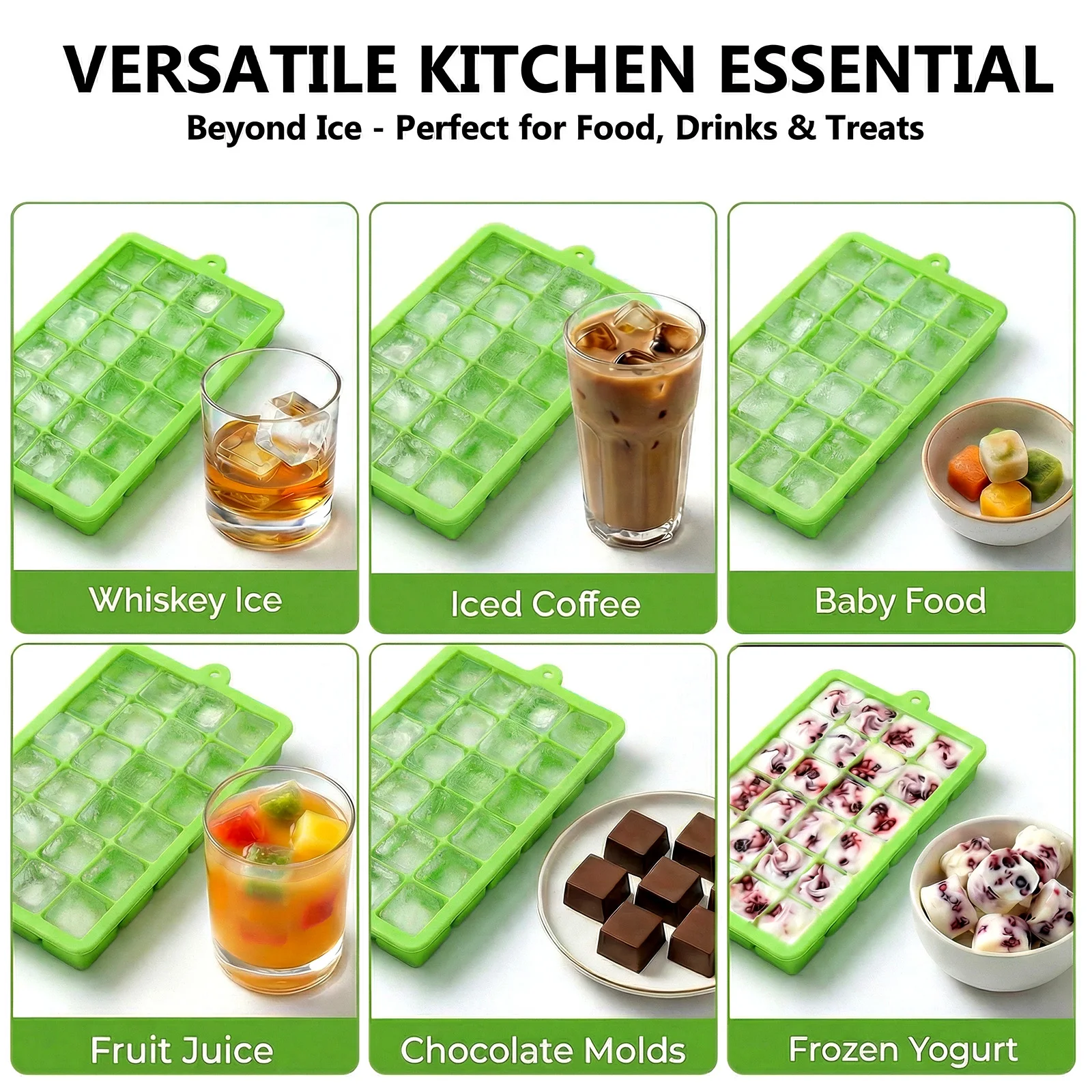 シリコン製アイスキューブトレイ、簡単リリースアイスモールド、 - Baby Food Freezer Tray のレビューと価格