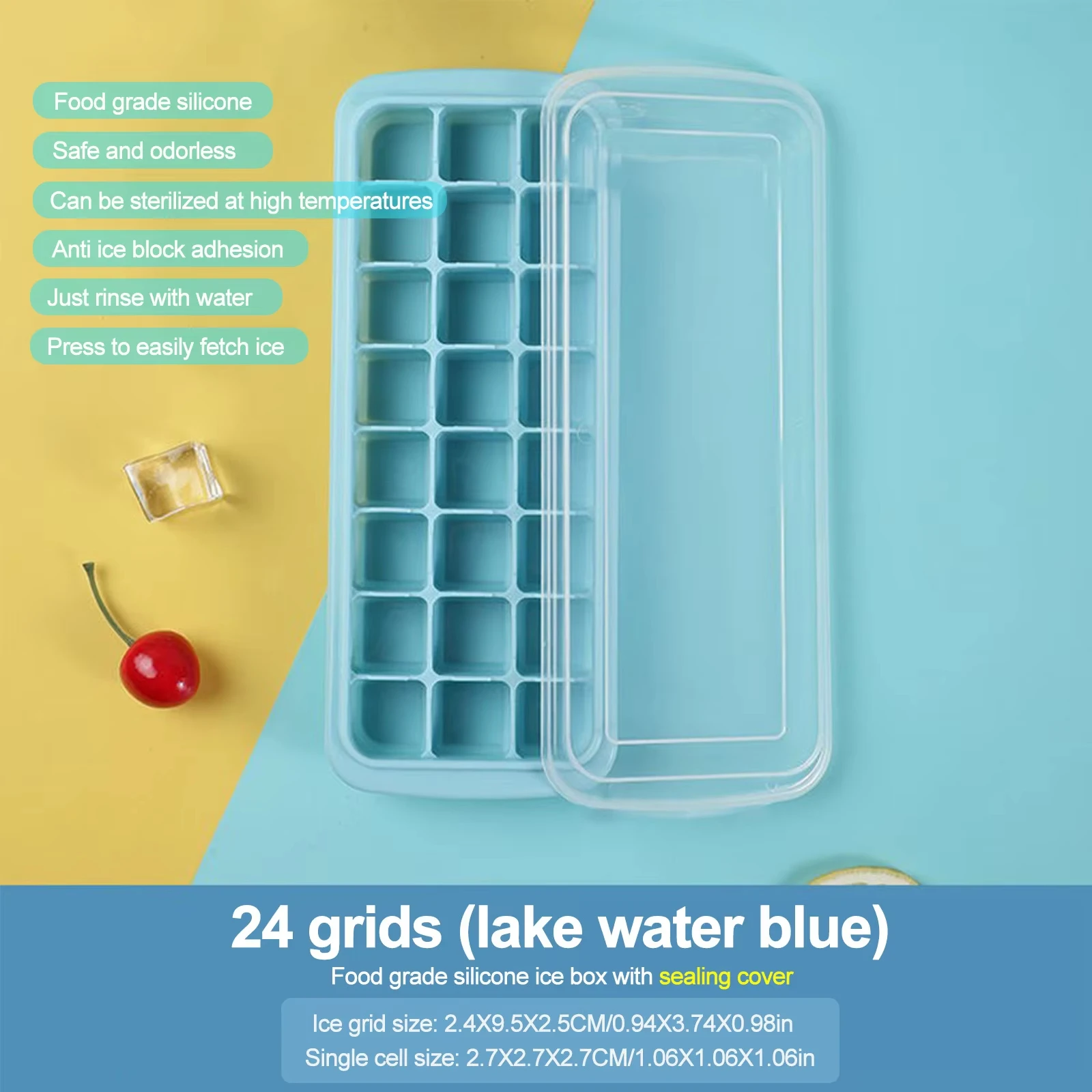 蓋付きシリコン製製氷皿 24個入り ゼリーメーカー 冷凍型  - Baby Food Freezer Tray のレビューと価格
