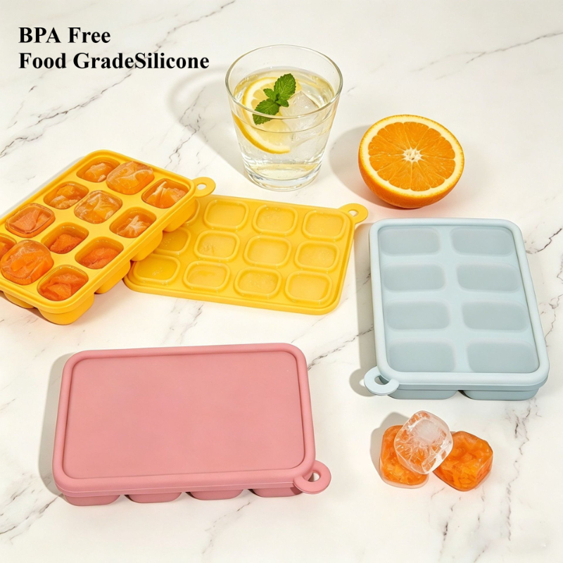 プラチナシリコン製ベビーフード冷凍トレイ 蓋付き 8/12個 - Baby Food Freezer Tray のレビューと価格