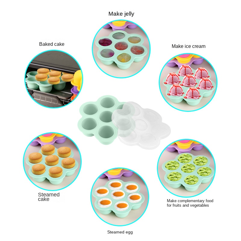 7穴再利用可能シリコン製ベビーフード冷凍トレイ、卵型保存容器 - Baby Food Freezer Tray のレビューと価格