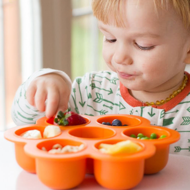 7穴再利用可能シリコン製ベビーフード冷凍トレイ、卵型保存容器 - Baby Food Freezer Tray のレビューと価格