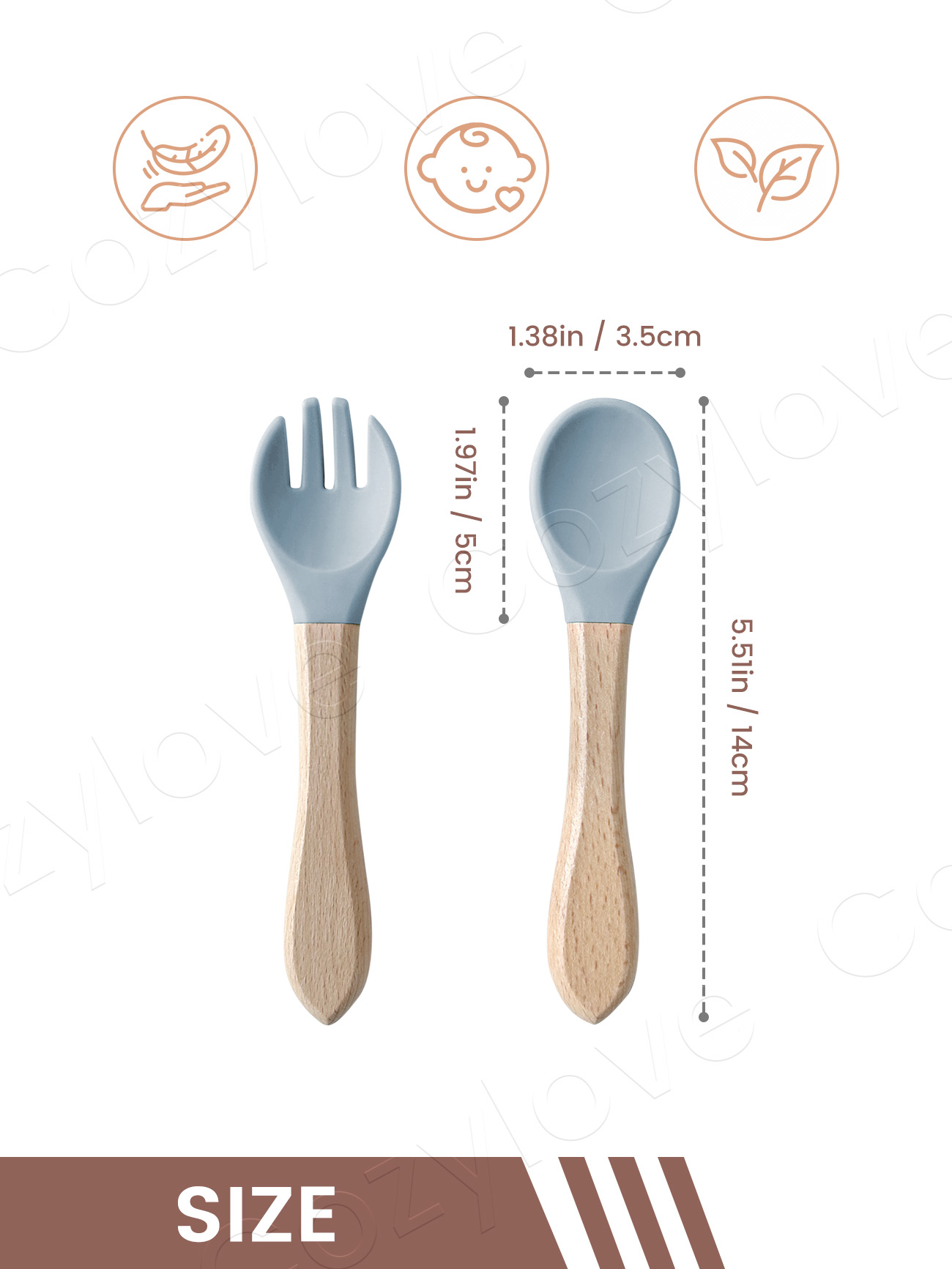 ベビーシリコンフォークスプーンセット、天然木製ハンドル付き幼 - Baby Food Eating のレビューと価格