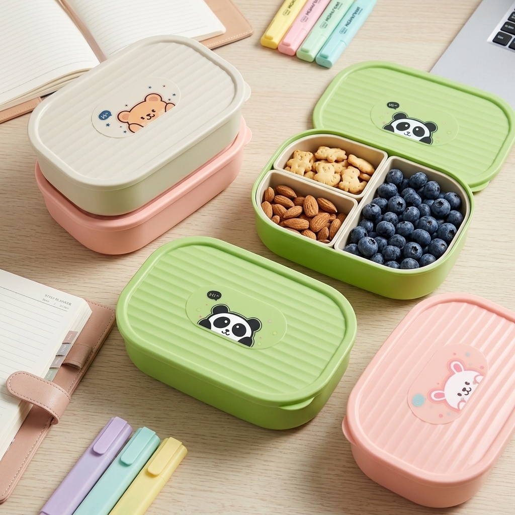 かわいいプラスチック製の分割ランチボックス子供学生用ポータブ - Baby Food Fruits のレビューと価格